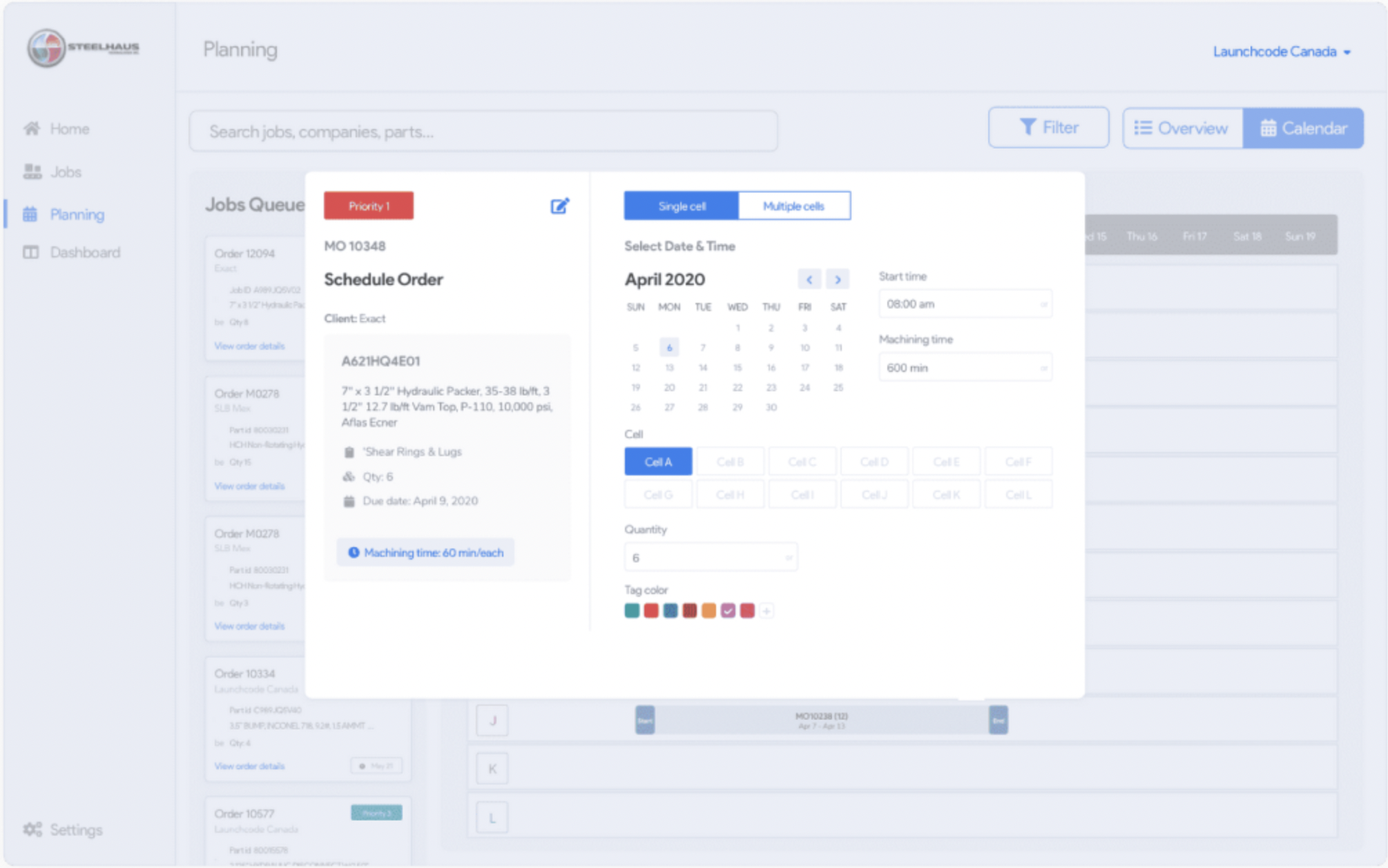 image of steelhaus project scheduling application